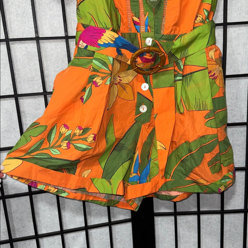🌴 FARM Rio size M Fresh Macaws Belted Romper 🌴 - Picture 7 of 10